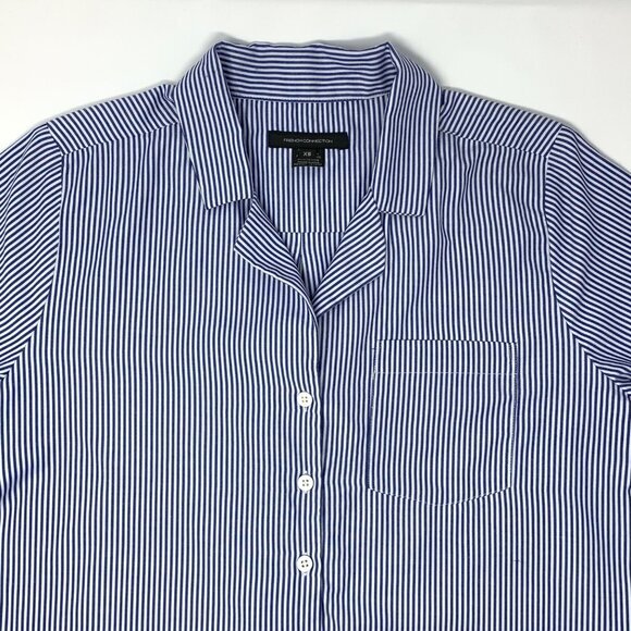 French Connection Blue & White Stripe Short Sleeve Women's Shirt Size XS - Picture 4 of 7